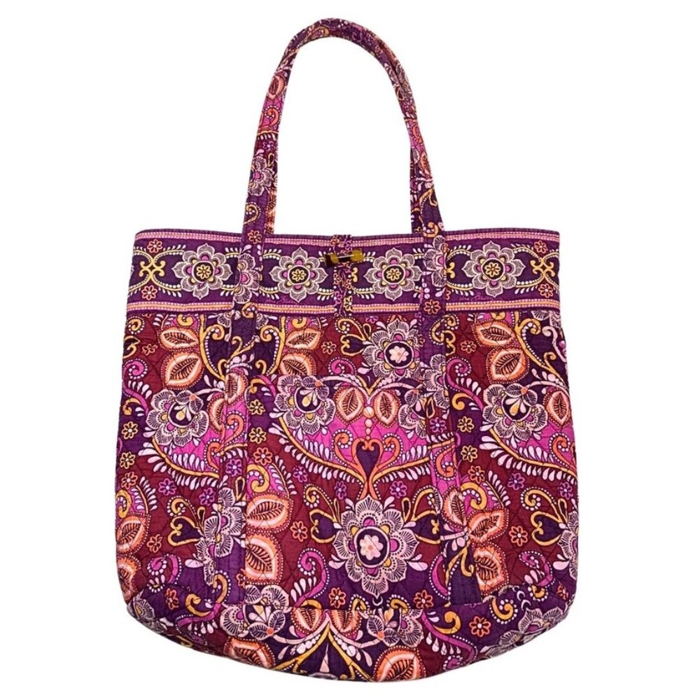 Vera Bradley Safari Sunset Quilted Patterned Tote Bag Purse Toggle Closure